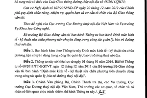 Thông tư 65/2015/TT-BGTVT định mức kinh tế kỹ thuật sửa chữa phương tiện dùng quản lý bảo trì đường thủy nội địa
