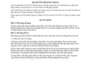 Quyết định 4696/QĐ-BQP thực hiện hỗ trợ thân nhân liệt sĩ đang công tác trong Quân đội