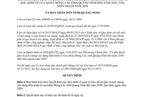 Quyết định 3489/QĐ-UBND quản lý quy hoạch chung xây dựng khu kinh tế cửa khẩu Móng Cái Quảng Ninh