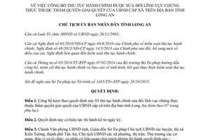 Quyết định 4351/QĐ-UBND thủ tục hành chính sửa đổi chứng thực ủy ban nhân dân cấp xã Long An 2015