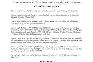 Quyết định 06/2015/QĐ-UBND thu hồi hủy bỏ văn bản ủy ban quận 9 Hồ Chí Minh