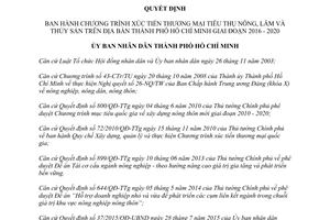 Quyết định 5702/QĐ-UBND chương trình xúc tiến thương mại tiêu thụ nông lâm thủy sản Hồ Chí Minh 2015