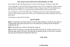 Quyết định 3317/QĐ-UBND thủ tục hành chính thẩm quyền Ủy ban nhân dân xã phường thị trấn Cần Thơ 2015