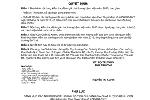 Quyết định 4745/QĐ-BYT nội dung kiểm tra đánh giá chất lượng bệnh viện 2015