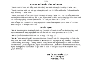 Quyết định 28/2015/QĐ-UBND hỗ trợ áp dụng quy trình thực hành sản xuất nông nghiệp tốt Trà Vinh