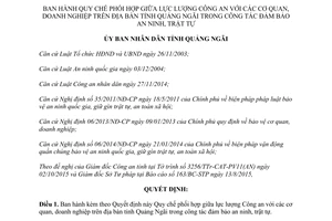 Quyết định 357/QĐ-UBND phối hợp giữa Công an với cơ quan doanh nghiệp Quảng Ngãi 2015