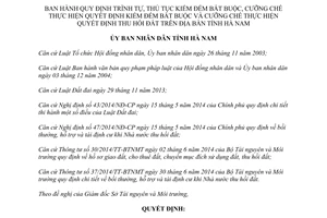 Quyết định 28/2015/QĐ-UBND thủ tục kiểm đếm bắt buộc cưỡng chế kiểm đếm bắt buộc cưỡng chế thu hồi đất Hà Nam