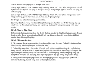 Thông tư 124/2015/TT-BQP bồi thường trợ cấp chi phí y tế đối tượng quân đội tai nạn lao động bệnh nghề nghiệp
