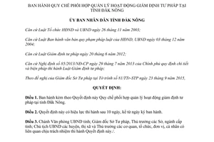 Quyết định 33/2015/QĐ-UBND phối hợp quản lý hoạt động giám định tư pháp Đắk Nông