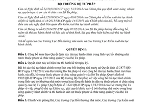 Quyết định 1972/QĐ-BTP công bố thủ tục hành chính bồi thường nhà nước 2015