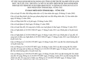 Quyết định 40/2015/QĐ-UBND giá tính lệ phí trước bạ với xe theo 10/2015/QĐ-UBND Bà Rịa Vũng Tàu