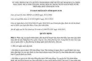 Quyết định 1159/QĐ-UBND lựa chọn nhà thầu mua sắm tài sản hàng hóa sử dụng ngân sách Kon Tum 2015