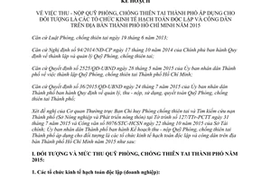 Kế hoạch 6914/KH-UBND thu nộp quỹ phòng chống thiên tai áp dụng tổ chức kinh tế công dân Hồ Chí Minh