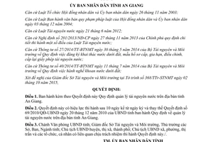 Quyết định 38/2015/QĐ-UBND quản lý tài nguyên nước An Giang