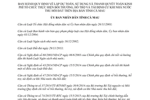 Quyết định 36/2015/QĐ-UBND lập dự toán sử dụng thanh quyết toán tổ chức bồi thường tái định cư thu hồi đất Cà Mau