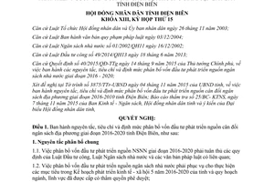 Nghị quyết 390/2015/NQ-HĐND phân bổ vốn đầu tư phát triển nguồn cân đối ngân sách địa phương Điện Biên