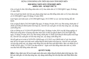 Nghị quyết 383/2015/NQ-HĐND hỗ trợ phát triển sản xuất tiêu thụ nông sản xây dựng cánh đồng lớn Điện Biên