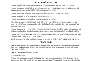 Quyết định 2891/QĐ-UBND Bộ tiêu thức phân công quản lý thuế doanh nghiệp Bình Dương