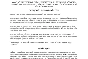 Quyết định 1755/QĐ-UBND thủ tục hành chính thành lập hoạt động liên hiệp hợp tác xã của sở kế hoạch đầu tư Cà Mau 2015