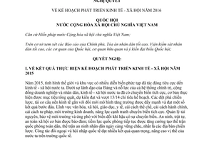 Nghị quyết 98/2015/QH13 kế hoạch phát triển kinh tế xã hội năm 2016