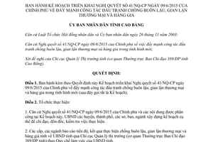 Quyết định 2131/QĐ-UBND triển khai 41/NQ-CP đẩy mạnh chống buôn lậu gian lận thương mại hàng giả Cao Bằng 2015