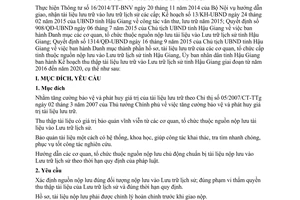 Kế hoạch 102/KH-UBND thu thập tài liệu lưu trữ vào lưu trữ lịch sử Hậu Giang 2015