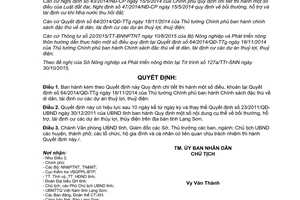 Quyết định 32/2015/QĐ-UBND chính sách đặc thù di dân tái định cư dự án thuỷ lợi thủy điện Lạng Sơn