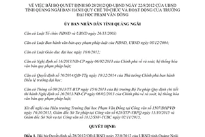 Quyết định 365/QĐ-UBND bãi bỏ 28/2012/QĐ-UBND tổ chức hoạt động trường đại học Phạm Văn Đồng Quảng Ngãi 2015