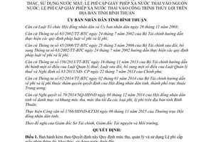 Quyết định 62/2015/QĐ-UBND Lệ phí giấy phép thăm dò khai thác sử dụng nước dưới đất Bình Thuận