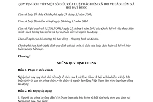 Nghị định 115/2015/NĐ-CP hướng dẫn Luật bảo hiểm xã hội bắt buộc