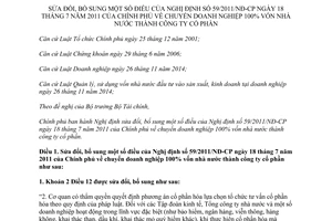 Nghị định 116/2015/NĐ-CP sửa đổi Nghị định 59/2011/NĐ-CP chuyển đổi doanh nghiệp nhà nước