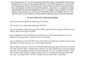 Quyết định 4652/2015/QĐ-UBND quản lý kinh phí chế độ người nghiện ma túy cai nghiện trung tâm gia đình Thanh Hóa