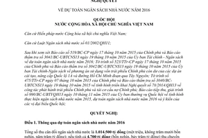 Nghị quyết 99/2015/QH13 dự toán ngân sách nhà nước năm 2016