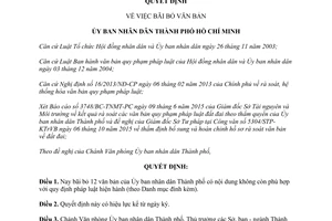 Quyết định 5965/QĐ-UBND bãi bỏ văn bản Hồ Chí Minh 2015