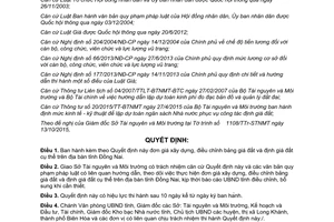 Quyết định 40/2015/QĐ-UBND đơn giá xây dựng điều chỉnh bảng giá đất định giá đất cụ thể Đồng Nai