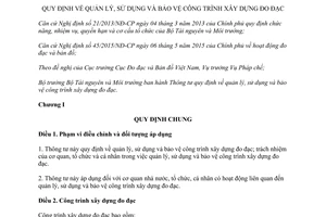 Thông tư 49/2015/TT-BTNMT quản lý sử dụng bảo vệ công trình xây dựng đo đạc