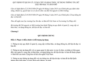 Thông tư 48/2015/TT-BTNMT quản lý cung cấp khai thác sử dụng thông tin dữ liệu đo đạc bản đồ