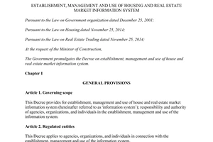 Decree No. 117/2015/NĐ-CP establishment management use of housing and real estate market information system