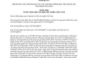 Nghị quyết 100/2015/QH13 phê duyệt chủ trương đầu tư Chương trình mục tiêu quốc gia giai đoạn 2016 2020