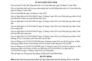 Quyết định 37/2015/QĐ-UBND chính sách bồi thường hỗ trợ tái định cư khi thu hồi đất địa bàn Nhơn Hội Bình Định