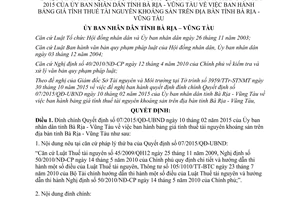 Quyết định 2732/QĐ-UBND đính chính 07/2015/QĐ-UBND bảng giá tính thuế tài nguyên khoáng sản Bà Rịa - Vũng Tàu