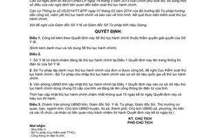 Quyết định 1592/QĐ-UBND công bố thủ tục hành chính thẩm quyền giải quyết sở y tế Hậu Giang 2015