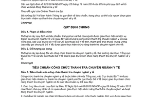 Thông tư 39/2015/TT-BYT tiêu chuẩn trang phục thẻ của thanh tra chuyên ngành về y tế