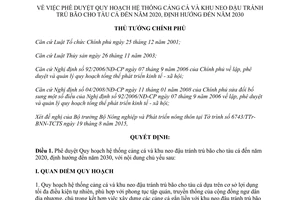 Quyết định 1976/QĐ-TTg Quy hoạch hệ thống cảng cá và khu neo đậu tránh trú bão cho tàu cá 2015