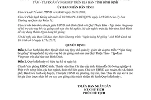 Quyết định 4102/QĐ-UBND quản lý sử dụng phát triển ngân hàng bê giống từ Quỹ Thiện Tâm Vingroup Bình Định 2015