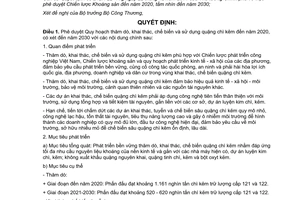 Quyết định 1997/QĐ-TTg quy hoạch thăm dò khai thác chế biến sử dụng quặng chì kẽm 2020 2030 2015