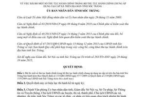 Quyết định 2624/QĐ-UBND bãi bỏ thủ tục hành chính chung cấp xã Sóc Trăng 2015