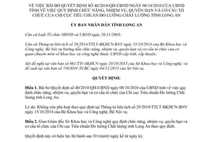 Quyết định 50/2015/QĐ-UBND bãi bỏ 40/2010/QĐ-UBND tỉnh Long An