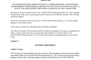 Circular No. 47/2015/TT-BLDTBXH labor contracts labor discipline material responsibility prescribed