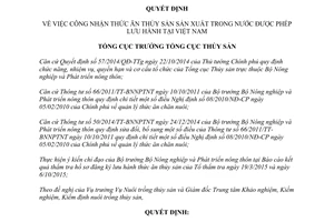 Quyết định 693/QĐ-TCTS-NTTS công nhận thức ăn thủy sản sản xuất trong nước được phép lưu hành 2015